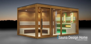 Kültéri szaunaház pihenő helyiséggel Kültéri szaunaház pihenő helyiséggel