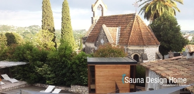Modern szaunaház mediterrán környezetben Modern szaunaház mediterrán környezetben