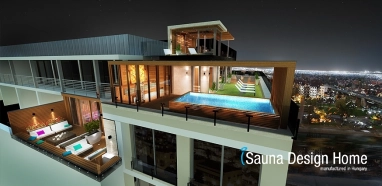 Szauna terasz medencével